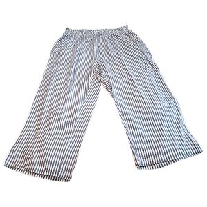 Jane & Delancey Womens Size 3X Grey & White Striped Linen Like Pull-on Pants